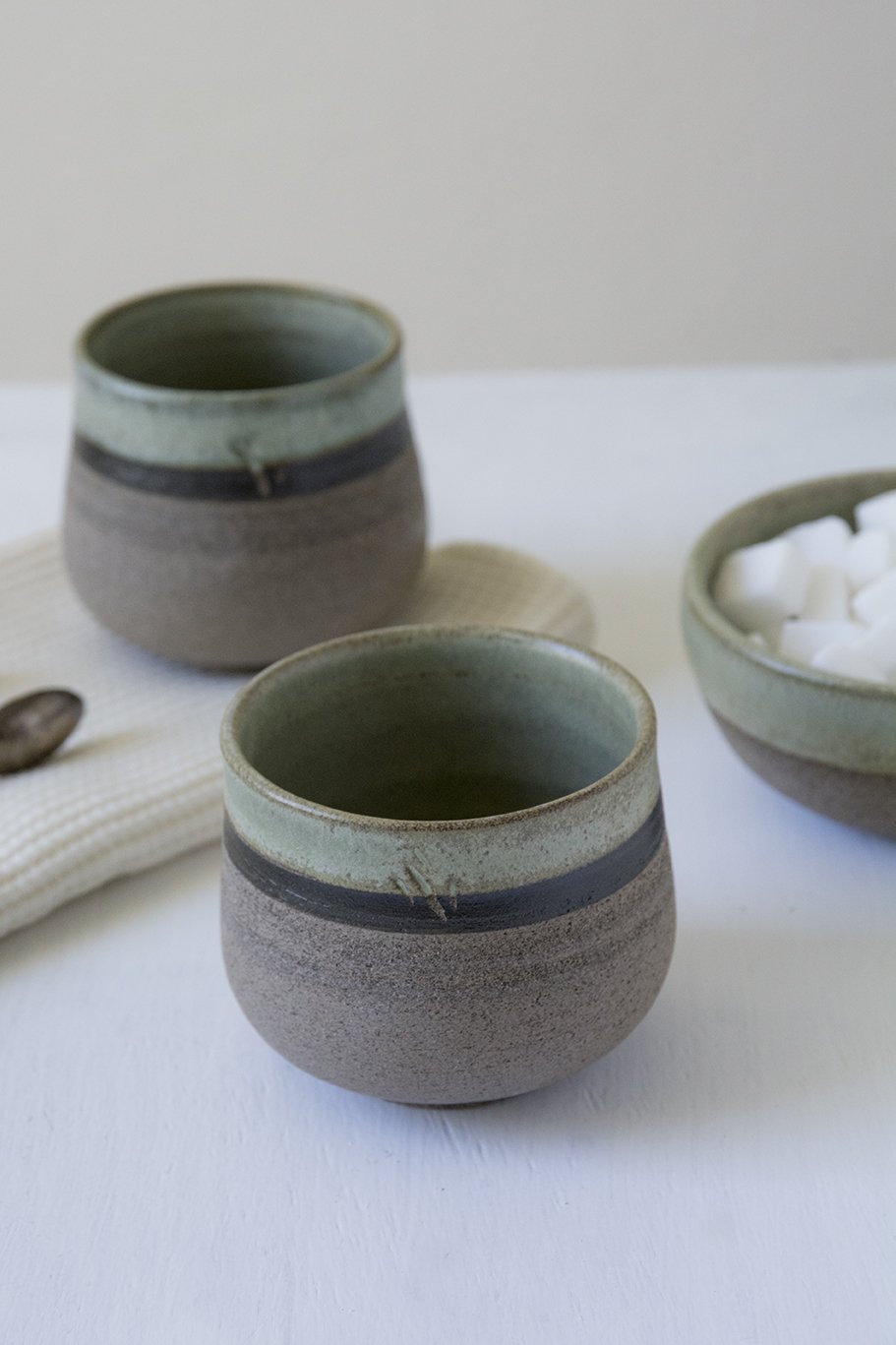 Green Sage Chai Cups, Set of 2 - RAMIREZ ZANOTTY - Mugs and Cups