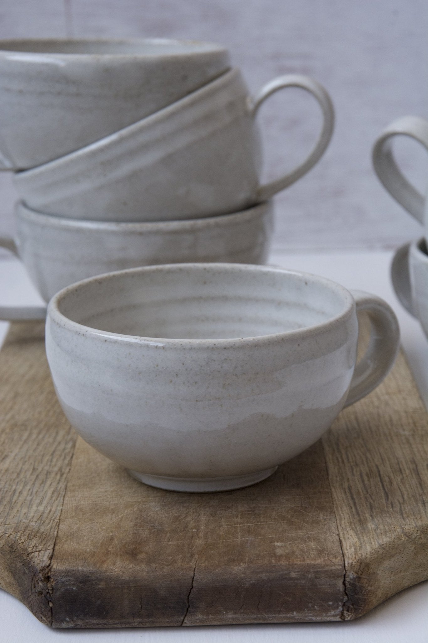 Hand-Thrown White Cappuccino Cup & Saucer - RAMIREZ ZANOTTY- Mug