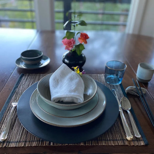 colorful pottery dinner set
