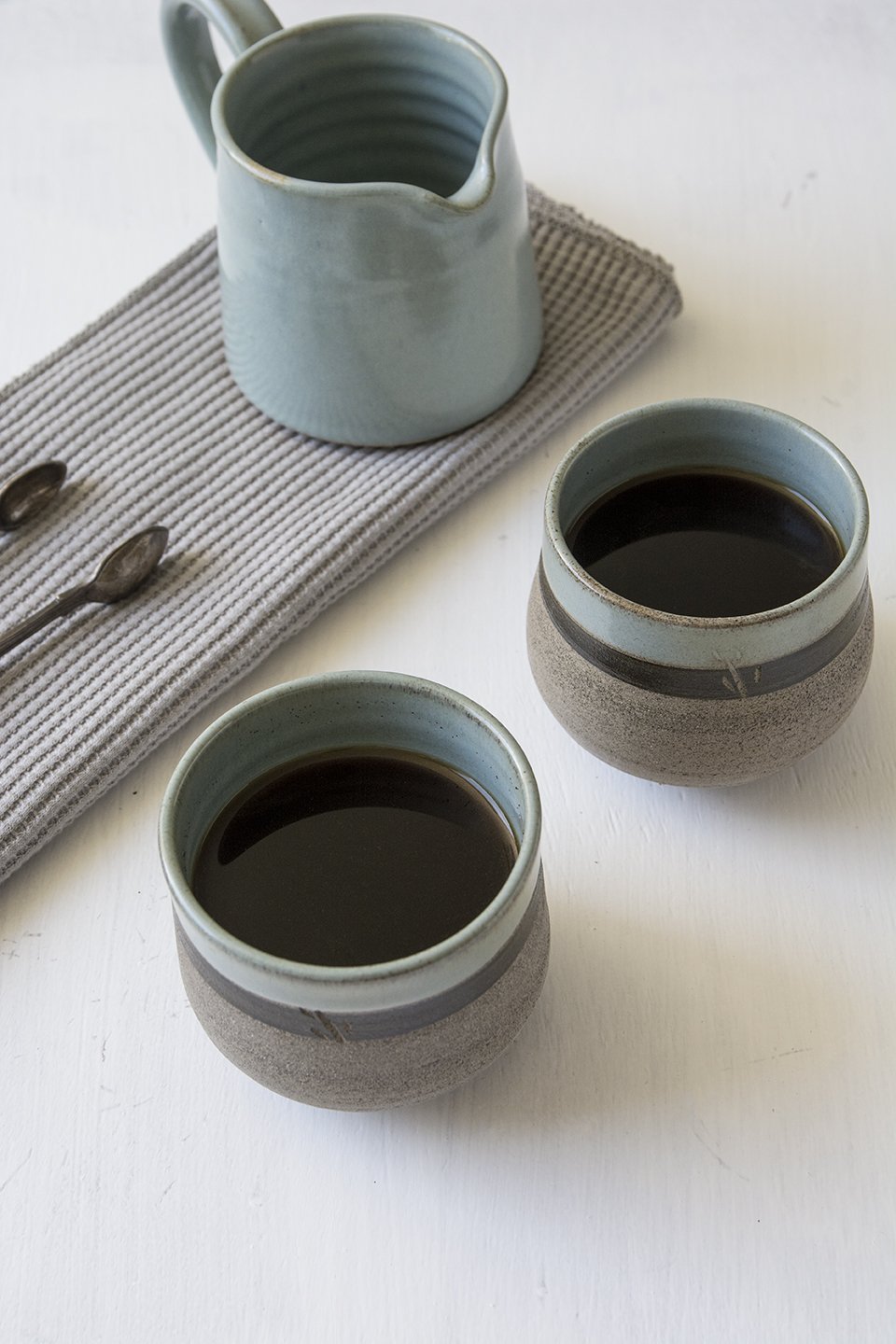 Light Blue Ceramic Tumblers, Set of 2 - RAMIREZ ZANOTTY - Mugs and Cups